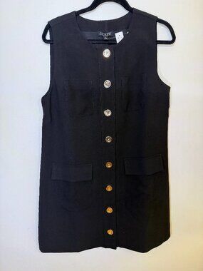 J.Crew Black Button Front Sleeveless Shift Dress